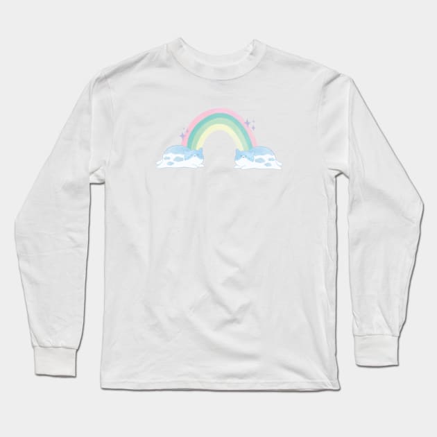 Pastel Cloud Rainbow Cats Long Sleeve T-Shirt by awesomesaucebysandy